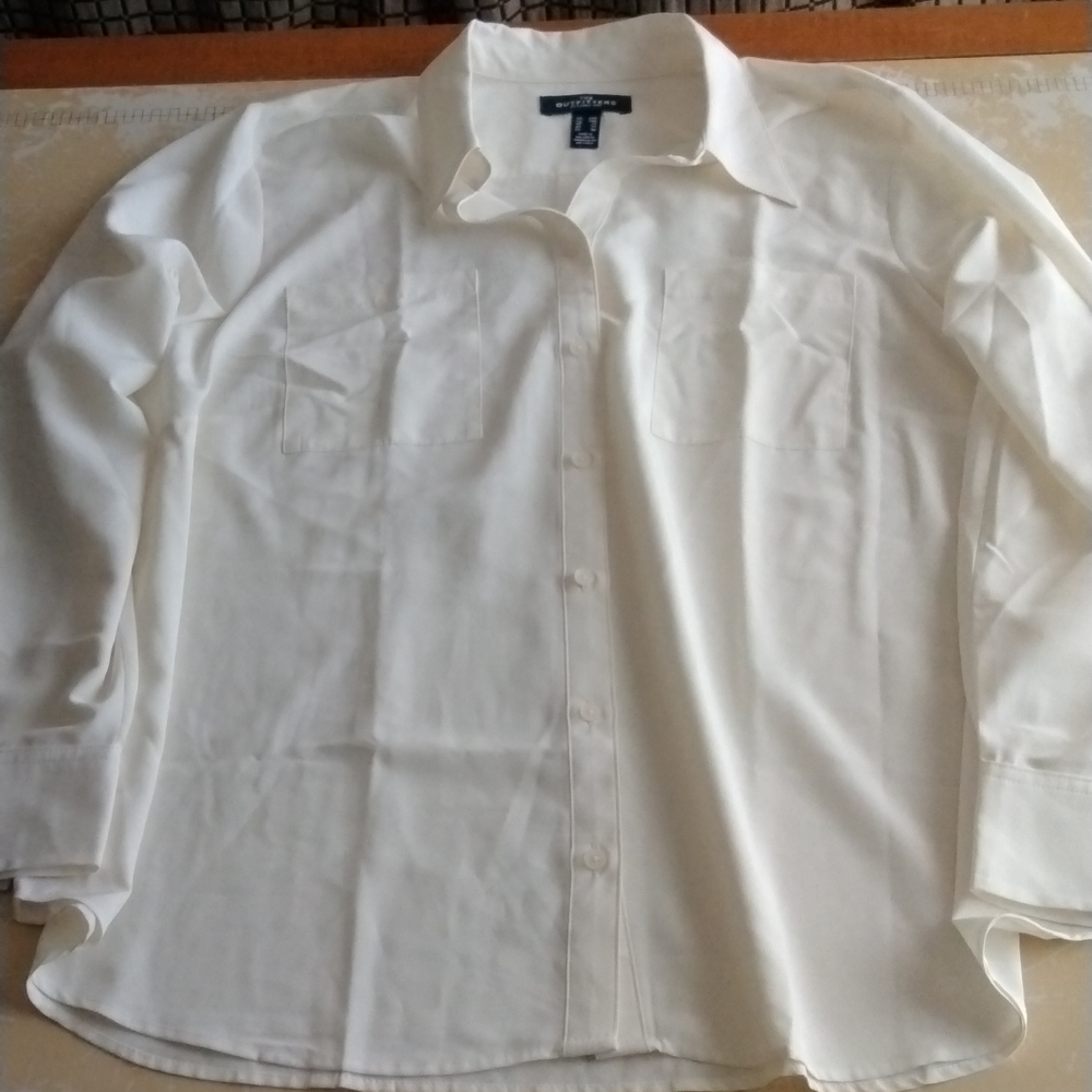 The Outfitters By Lands' End Off White Career Casual Blouse 22W NWOT